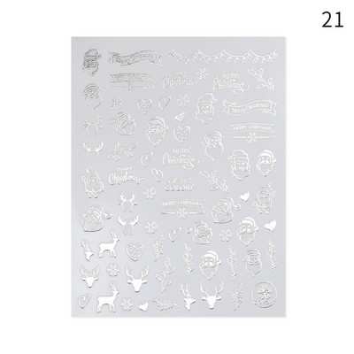 Téli karácsony 3D köröm matrica karácsonyi jávorszarvas télapó hópehely nyúl rajzfilm csúszka design lakk köröm matricák körömdísz barkács dekoráció