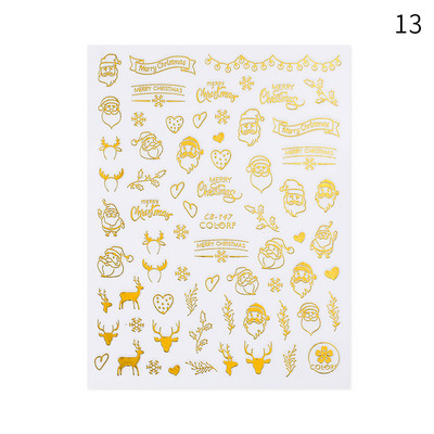 Téli karácsony 3D köröm matrica karácsonyi jávorszarvas télapó hópehely nyúl rajzfilm csúszka design lakk köröm matricák körömdísz barkács dekoráció