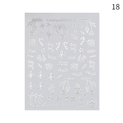 Téli karácsony 3D köröm matrica karácsonyi jávorszarvas télapó hópehely nyúl rajzfilm csúszka design lakk köröm matricák körömdísz barkács dekoráció