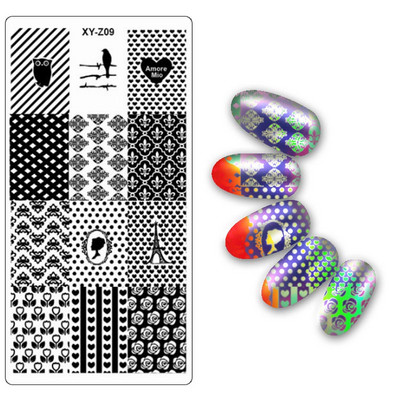 Köröm bélyegző lemezek 6*12cm téglalap körömbélyegző sablon Negatív Space Geo Virágbélyegző Barkács körömbélyegző lemez