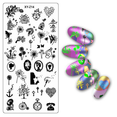 Köröm bélyegző lemezek 6*12cm téglalap körömbélyegző sablon Negatív Space Geo Virágbélyegző Barkács körömbélyegző lemez