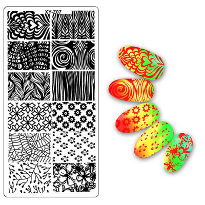 Köröm bélyegző lemezek 6*12cm téglalap körömbélyegző sablon Negatív Space Geo Virágbélyegző Barkács körömbélyegző lemez