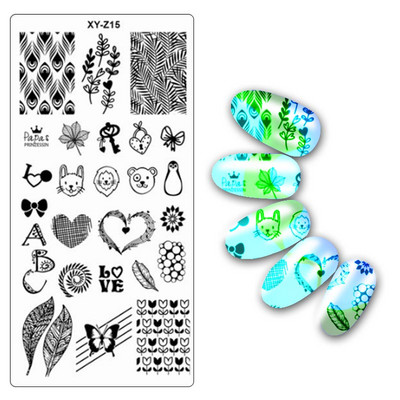 Köröm bélyegző lemezek 6*12cm téglalap körömbélyegző sablon Negatív Space Geo Virágbélyegző Barkács körömbélyegző lemez