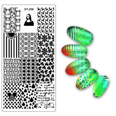 Köröm bélyegző lemezek 6*12cm téglalap körömbélyegző sablon Negatív Space Geo Virágbélyegző Barkács körömbélyegző lemez