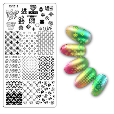 Köröm bélyegző lemezek 6*12cm téglalap körömbélyegző sablon Negatív Space Geo Virágbélyegző Barkács körömbélyegző lemez