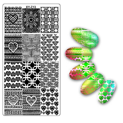 Köröm bélyegző lemezek 6*12cm téglalap körömbélyegző sablon Negatív Space Geo Virágbélyegző Barkács körömbélyegző lemez