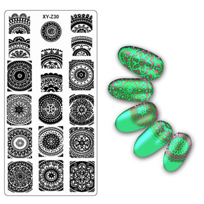 Köröm bélyegző lemezek 6*12cm téglalap körömbélyegző sablon Negatív Space Geo Virágbélyegző Barkács körömbélyegző lemez