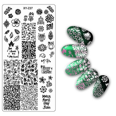 Köröm bélyegző lemezek 6*12cm téglalap körömbélyegző sablon Negatív Space Geo Virágbélyegző Barkács körömbélyegző lemez