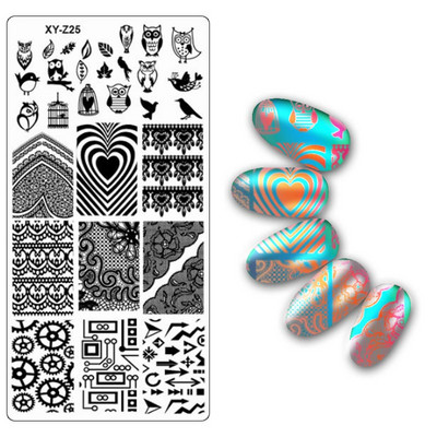 Köröm bélyegző lemezek 6*12cm téglalap körömbélyegző sablon Negatív Space Geo Virágbélyegző Barkács körömbélyegző lemez