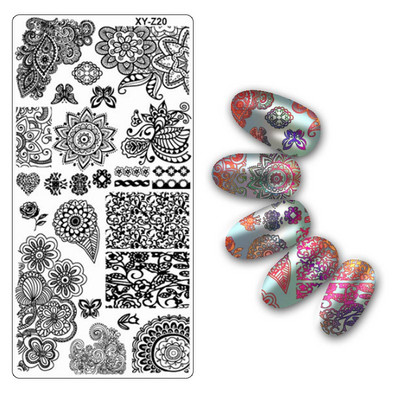 Köröm bélyegző lemezek 6*12cm téglalap körömbélyegző sablon Negatív Space Geo Virágbélyegző Barkács körömbélyegző lemez