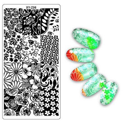 Köröm bélyegző lemezek 6*12cm téglalap körömbélyegző sablon Negatív Space Geo Virágbélyegző Barkács körömbélyegző lemez