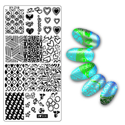 Köröm bélyegző lemezek 6*12cm téglalap körömbélyegző sablon Negatív Space Geo Virágbélyegző Barkács körömbélyegző lemez