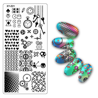 Köröm bélyegző lemezek 6*12cm téglalap körömbélyegző sablon Negatív Space Geo Virágbélyegző Barkács körömbélyegző lemez