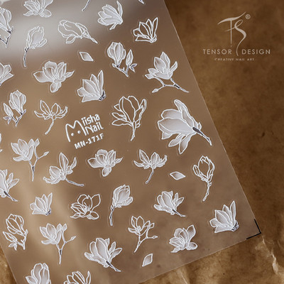 Akril gravírozott köröm matrica rózsaszín virágok fehér vonal öntapadó köröm transzfer csúszkák pakolások manikűr fóliák Z0662