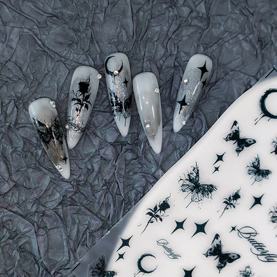 Akril gravírozott köröm matrica rózsaszín virágok fehér vonal öntapadó köröm transzfer csúszkák pakolások manikűr fóliák Z0662