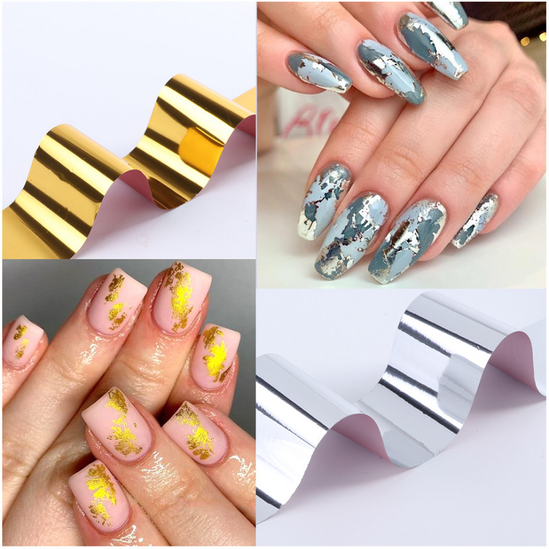 1 tekercs körömfóliák transzfer matricák tükör arany szál csillagos papír manikűr dekor divat körömdísz 100*4 cm NF996-1