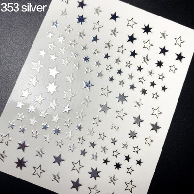 1 gab 3D nagu slīdni Zvaigznes Uzlīmes Mirdzoši Spīdīgi Dekorācijas Uzlīmes DIY Transfer Adhesive Zelta sudraba nagu uzgaļi Aksesuāri