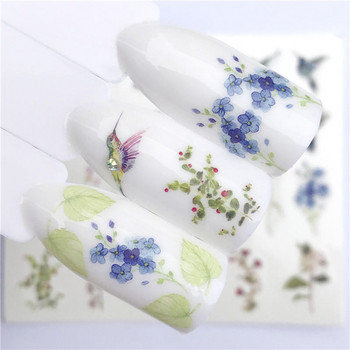 1 PC Summer Flower Series Nail Water Decals Χαριτωμένα μοτίβα γάτας Tranfer Αυτοκόλλητο Flamingo Fruit Nail Art Διακόσμηση