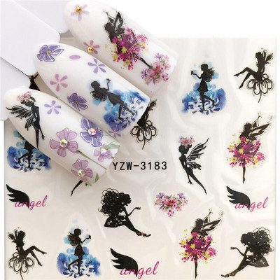 1 db Nyári Virág sorozat Köröm Víz matricák Aranyos macska minta transzfer matrica flamingó gyümölcs körömdíszítés