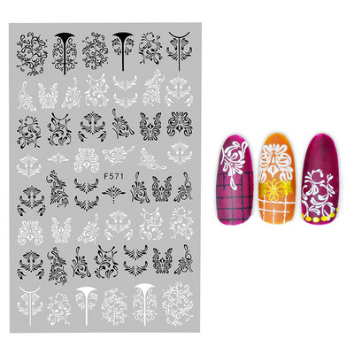 1db 3D matrica körmökhöz angol szöveges magazin tervezés körömcsúszka matrica absztrakt levél virág ragasztó matricák körömdíszítés