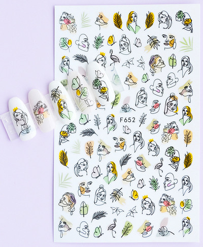 1db 3D matrica körmökhöz angol szöveges magazin tervezés körömcsúszka matrica absztrakt levél virág ragasztó matricák körömdíszítés