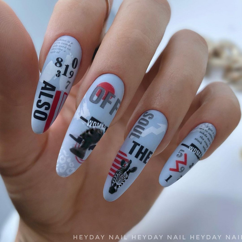 1db 3D matrica körmökhöz angol szöveges magazin tervezés körömcsúszka matrica absztrakt levél virág ragasztó matricák körömdíszítés