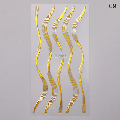 Francia Nail Line Art matrica matricák fém ezüst vonal betűk rózsa arany 3D öntapadó köröm matricák íves köröm csúszkák barkácsolás