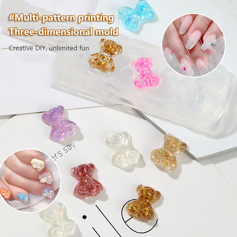 1db 3D szilikon körömfaragó forma pillangó masni-csomós formabélyegző sablon körömsablonok barkácsolás UV gél manikűr körömdíszítő eszközök
