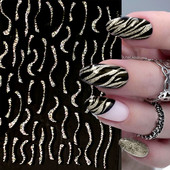 1 lap fényvisszaverő csillogó 3D körömmatrica arany csillámos hullám francia mintás lézeres körömmatricák barkácsolás körömdíszítő eszköz