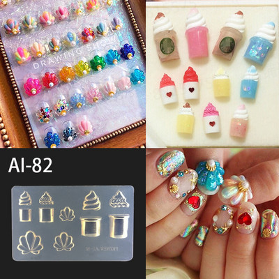 1 db 3D szilikon körömfaragó forma virágok levél pillangó forma bélyegző sablon körmös stencilek barkácsolás manikűr körömdíszítő eszközök