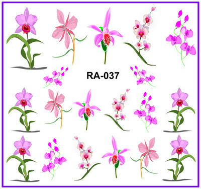 5 db UPRETTEGO Nail Art Beauty Water Decal Slider Körömmatricák Növényi levelek Orchidea Virág Virágszirmok RA37-42