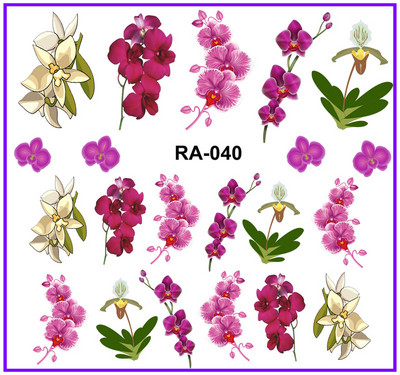 5 db UPRETTEGO Nail Art Beauty Water Decal Slider Körömmatricák Növényi levelek Orchidea Virág Virágszirmok RA37-42