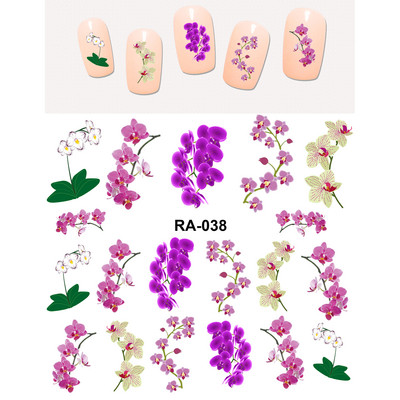 5 buc. UPRETTEGO Nail Art Beauty Water Decal Slider Autocolante pentru unghii Frunze de plante Orhidee Floare Petale florale RA37-42