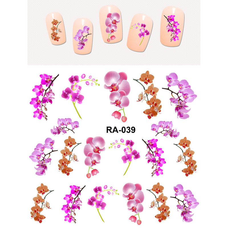 5 db UPRETTEGO Nail Art Beauty Water Decal Slider Körömmatricák Növényi levelek Orchidea Virág Virágszirmok RA37-42
