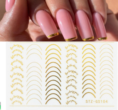 3D vonalak körömmatricák barkácsolás rózsa arany fém csíkos vonalak betűk matricák ívek körömdíszítés csúszdák Öntapadó dekorációk manikűr
