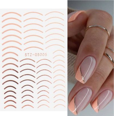 3D vonalak körömmatricák barkácsolás rózsa arany fém csíkos vonalak betűk matricák ívek körömdíszítés csúszdák Öntapadó dekorációk manikűr