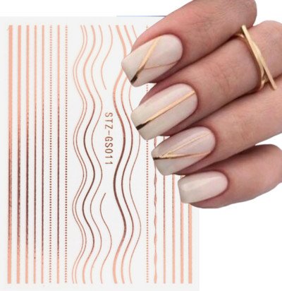 3D vonalak körömmatricák barkácsolás rózsa arany fém csíkos vonalak betűk matricák ívek körömdíszítés csúszdák Öntapadó dekorációk manikűr