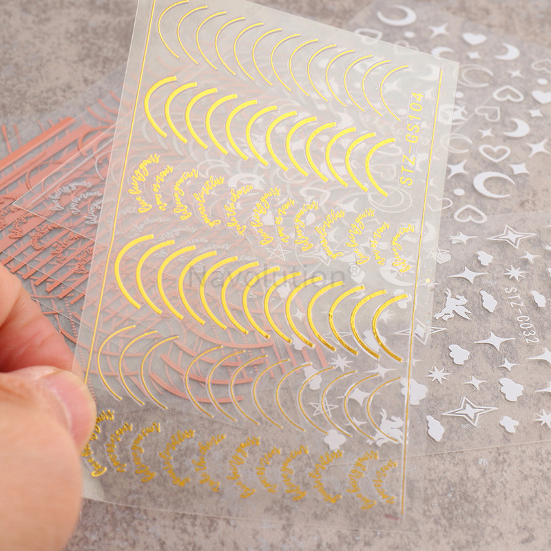 3D vonalak körömmatricák barkácsolás rózsa arany fém csíkos vonalak betűk matricák ívek körömdíszítés csúszdák Öntapadó dekorációk manikűr