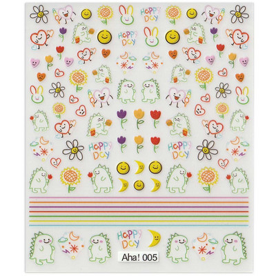 42 modell matrica körömmatrica 3D tapadó tapasz, mosoly/állat/virág körömdíszítések manikűr matrica húsvéti dizájn matrica