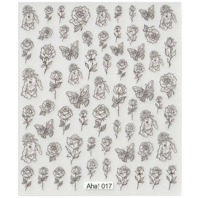 42 modell matrica körömmatrica 3D tapadó tapasz, mosoly/állat/virág körömdíszítések manikűr matrica húsvéti dizájn matrica