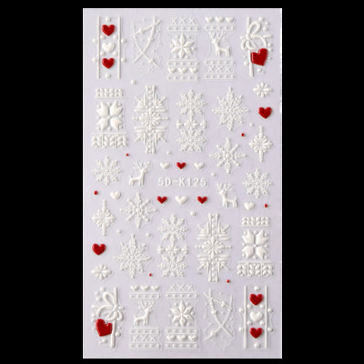 1 db 5D körömmatrica fehér rózsaszín rózsa dombornyomott virágmintás öntapadó csúszó körömmatricák barkácsolás körömdíszítés