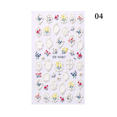 1 db 5D körömmatrica fehér rózsaszín rózsa dombornyomott virágmintás öntapadó csúszó körömmatricák barkácsolás körömdíszítés