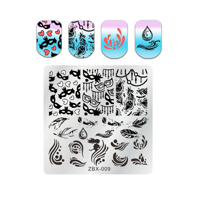 1 db Beach Surfing textúra körömbélyegző lemez görbe vonal levél virág köröm sablonok nyári papaw graffiti arcbélyegző sablonok