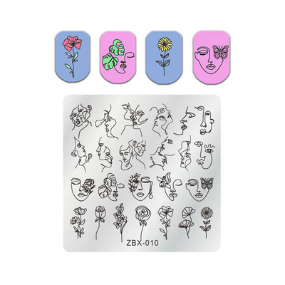 1 db Beach Surfing textúra körömbélyegző lemez görbe vonal levél virág köröm sablonok nyári papaw graffiti arcbélyegző sablonok