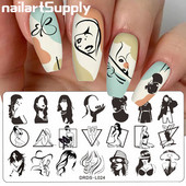 1 Modern szexi lány körömbélyegző lemez körömdísz kép Rajzlapok Bélyegző festőeszköz Rozsdamentes acél absztrakt mintás körmök
