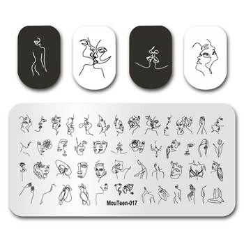 Hot Nail Art Stamping MouTeen020 Girl Line Art Sex Nail Stamping Plates Σετ μανικιούρ για σφράγιση νυχιών