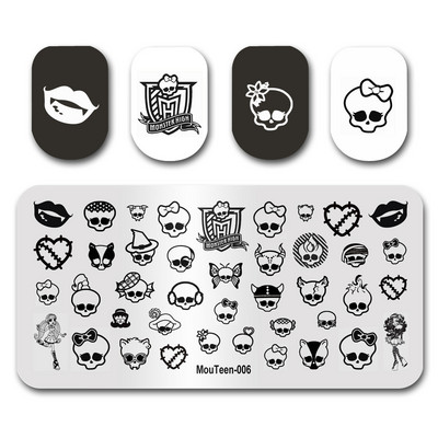 Hot Nail Art Stamping MouTeen020 Girl Line Art Sex Nail Stamping Plates Manikīra komplekts nagu štancēšanai
