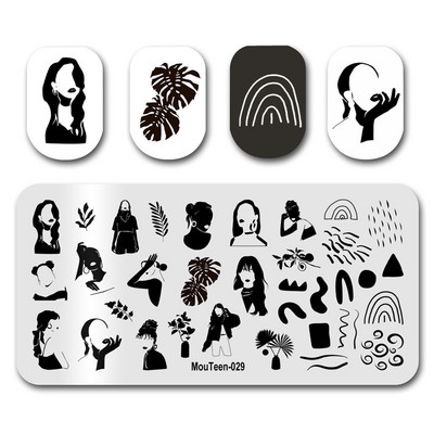 Hot Nail Art Stamping MouTeen020 Girl Line Art Sex Nail Stamping Plates Manikīra komplekts nagu štancēšanai