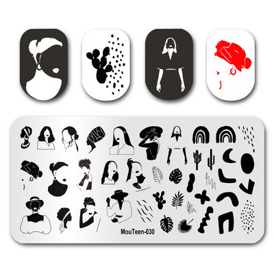 Hot Nail Art Stamping MouTeen020 Girl Line Art Sex Nail Stamping Plates Manikīra komplekts nagu štancēšanai