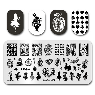 Hot Nail Art Stamping MouTeen020 Girl Line Art Sex Nail Stamping Plates Manikīra komplekts nagu štancēšanai